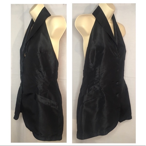 Brilliant vintage black halter blazer vest top. Very classy style - Picture 5 of 8